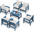SERWALL HDPE Outdoor Furniture Set, 7 Piece All Weather Wood-Like Outdoor Sofa by SERWALL