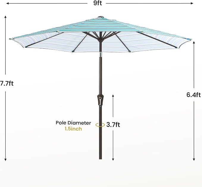 MEWAY 9ft Patio Umbrella Outdoor Table Umbrellas - Image 7
