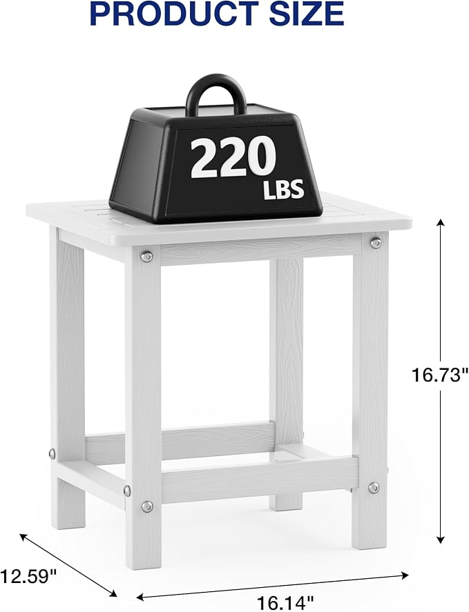 YEFU Outdoor Side Table for Patio: 16" HIPS Weather - Image 3