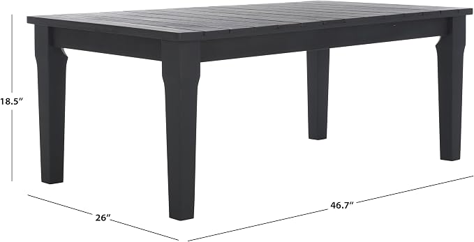 SAFAVIEH Couture Outdoor Collection Martinique Black Solid Wood Patio Coffee - Image 3