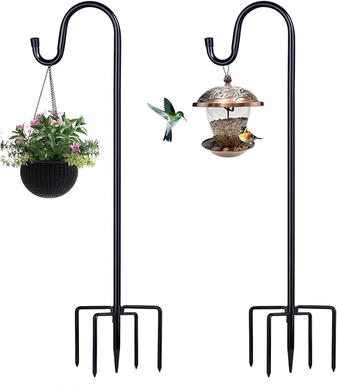 Shepherd Hooks for Outdoor, 2 Pack 94 Inch Bird Feeder Pole by ToyHotels