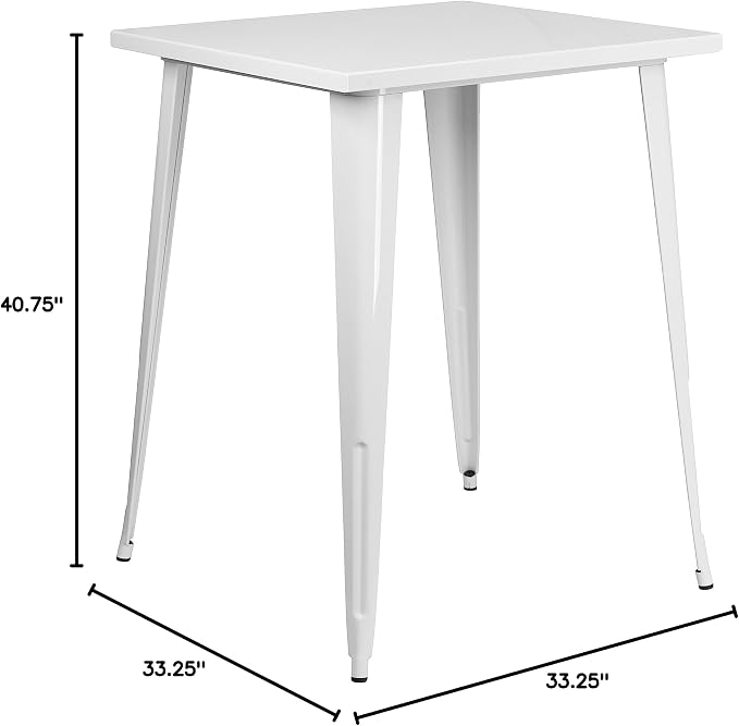 EMMA + OLIVER Commercial Grade 31.5" Square White Metal Indoor-Outdoor Bar - Image 2