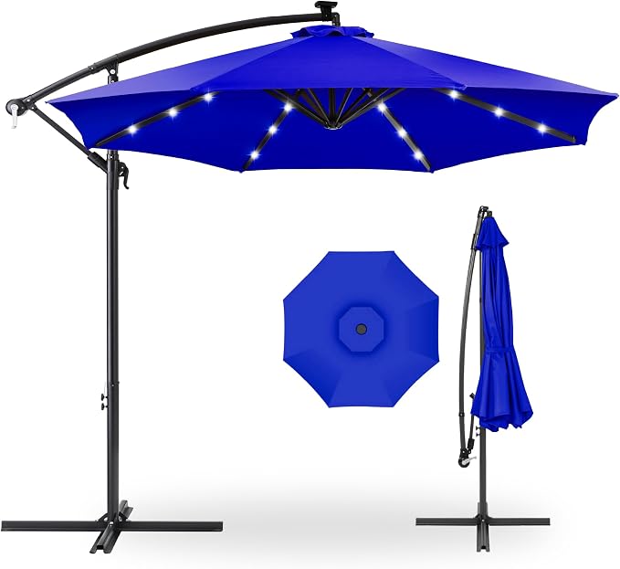 Best Choice Products 10ft Solar LED Offset Cantilever Hanging Market Patio by BestChoiceProducts