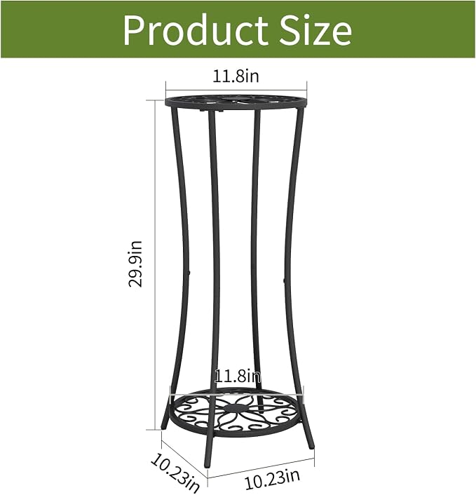 YINMIT Plant Stand Indoor Outdoor, 2 Tier Metal Potted Holder Rack, Flower Pot - Image 3