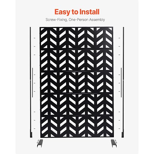 VEVOR Metal Privacy Screen, Outdoor Privacy Screens 5-Panel, Freestanding - Image 5