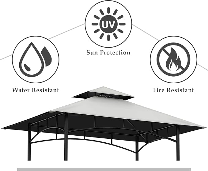 Grill Gazebo Replacement Top, 5 * 8 Outdoor BBQ Top Cover, Double Layer BBQ - Image 2