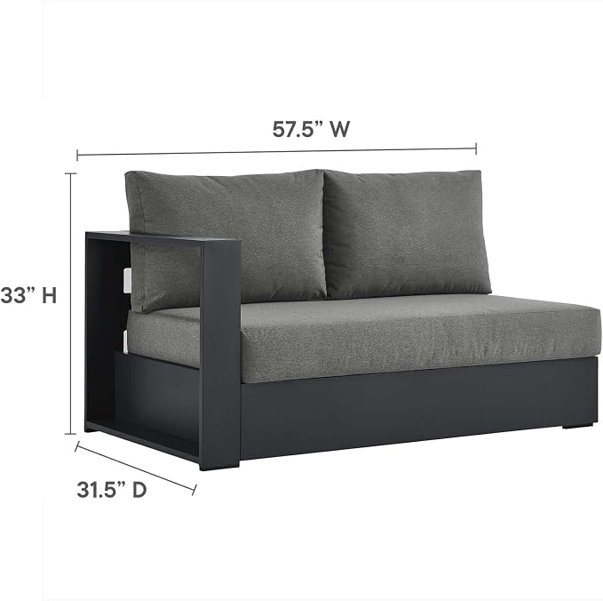 Modway Tahoe Modular Aluminum 2-Piece Outdoor Patio Furniture Gray Charcoal - Image 2