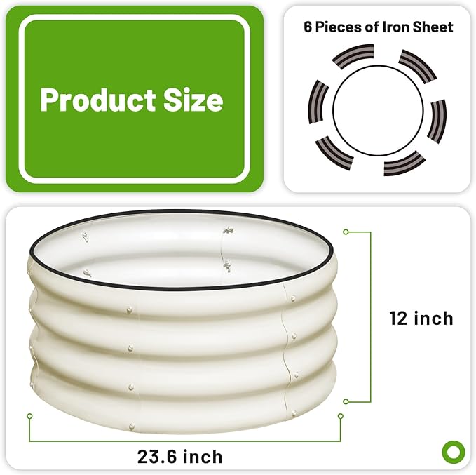 SnugNiture 3 Pcs 2x2x1ft Round Galvanized Raised Garden Bed Kit Outdoor - Image 3