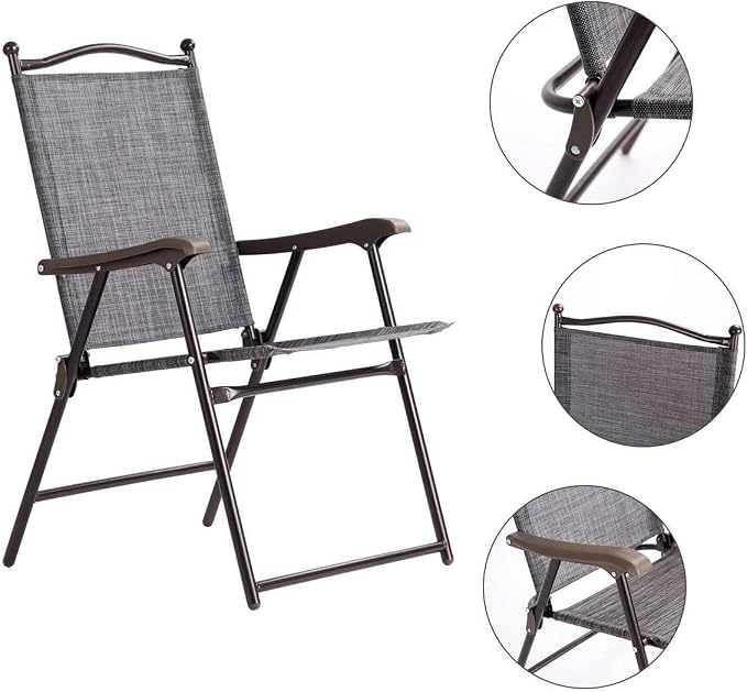 Giantex Set of 2 Patio Folding Chairs, Outdoor Patio Dining Chairs w/Armrest - Image 5