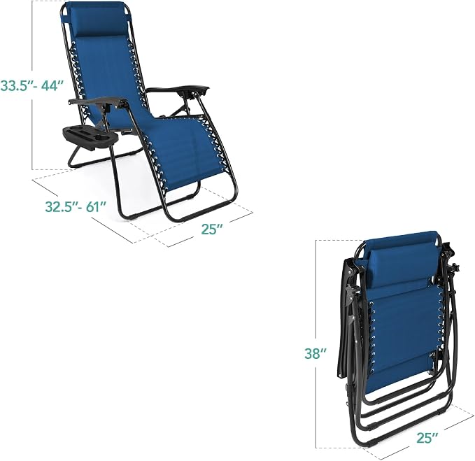 Best Choice Products Set of 2 Adjustable Steel Mesh Zero Gravity Lounge Chair - Image 2