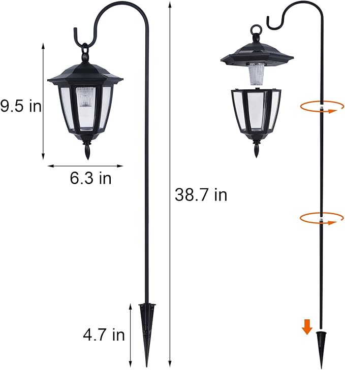 Dynaming 2 Pack Solar Hanging Lights Outdoor, Solar Powered Garden Decorative - Image 3