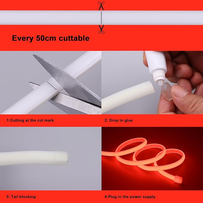 AC 110V COB LED Strip Lights Outdoor Waterproof 65.6ft, IP65 Flexible Cuttable - Image 7