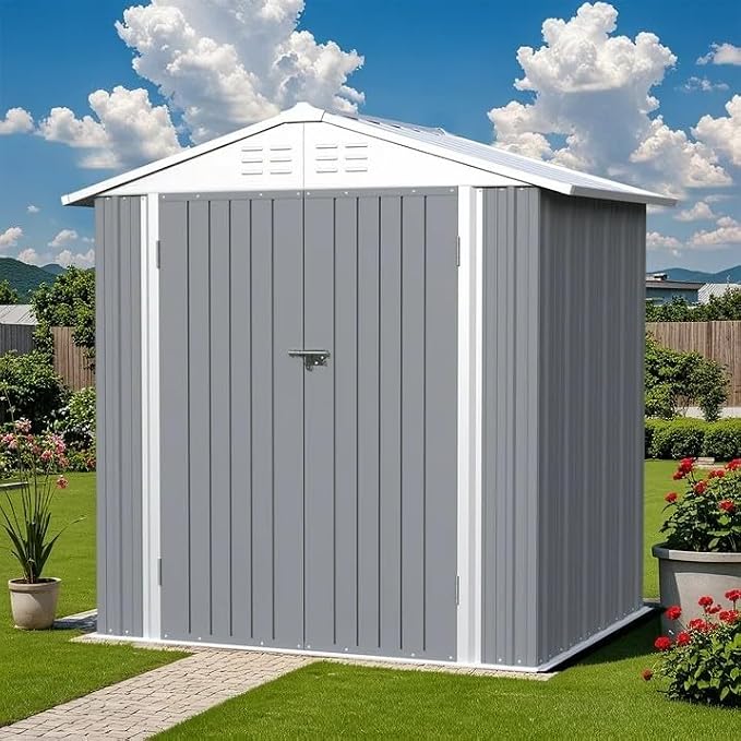 Greesum 6×4FT Outdoor Storage Shed, Metal Patio Storaged Sheds - Image 2
