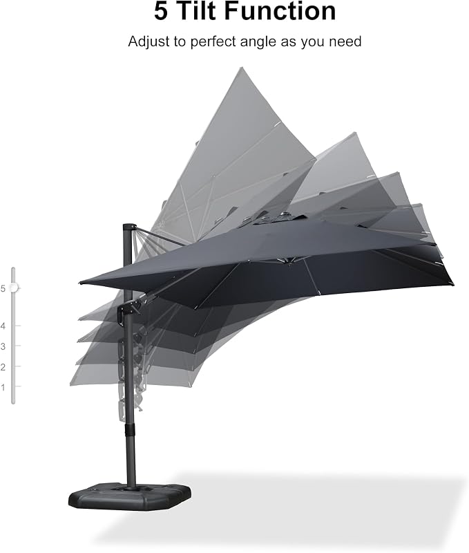 PURPLE LEAF 9.8' X 9.8' Left-right Tilting Patio Umbrella Outdoor Cantilever - Image 8