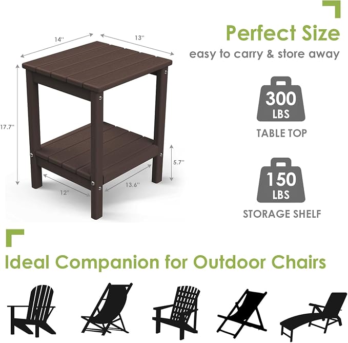 GREENVINES Outdoor Rocking Chair Set | 3-Piece | Dark Brown Wood Grain | 2 - Image 5