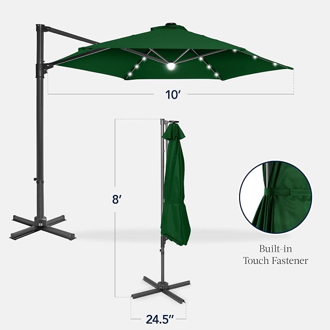 Best Choice Products 10ft Solar LED Offset Cantilever Hanging Market Patio - Image 2
