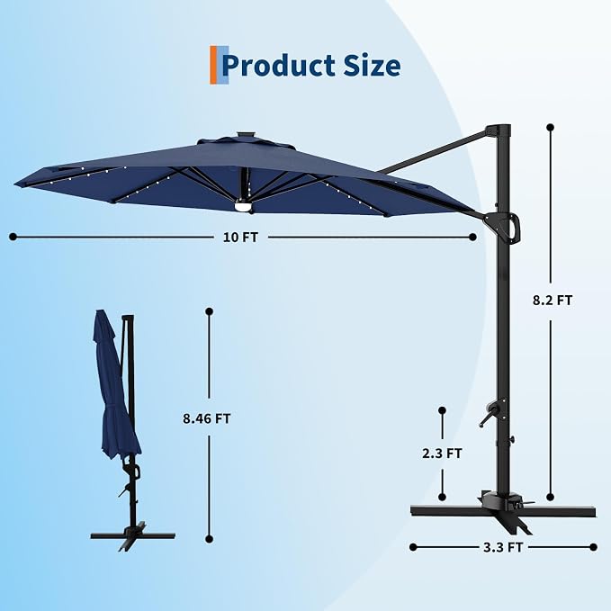 Garvee 10 ft Cantilever Patio Umbrella - Image 7