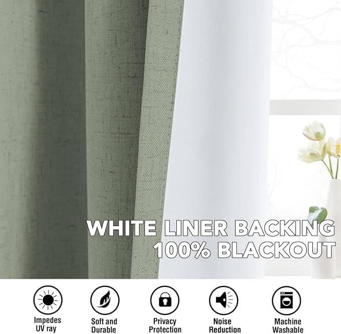 H.VERSAILTEX Linen Curtains 100% Blackout Curtains - Image 6