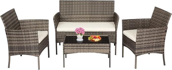 FDW Outdoor Patio Furniture Set Wicker Patio Set PE Rattan Furniture Bistro Set by FDW
