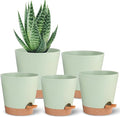 Self Watering Planters for Outdoor Plants 7/6.5/6/5.5/5Inch 5Pack Flower Pot by SESUN-E
