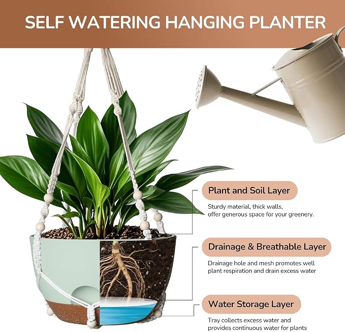 12 Inch Hanging Baskets for Plants Outdoor, Hanging Planters for Indoor Outdoor - Image 3