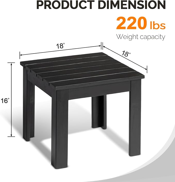 VINGLI Outdoor Adirondack Side Table, Patio Side Table Conversation End Table - Image 3