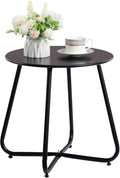 HollyHOME Round Metal Side Table, Rust-Resistant Patio Small Plant Stand by HollyHOME
