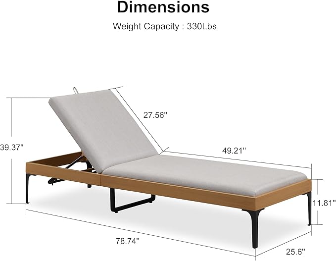 PURPLE LEAF Outdoor Chaise Lounge Set of 2 Aluminum Adjustable Patio Lounger - Image 8