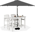 SERWALL Outdoor Bar Set with 9ft Umbrella, All-Weather HDPE Patio Bar Chairs by SERWALL
