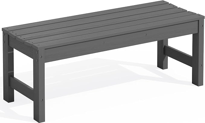 SERWALL 47 Inches Outdoor Bench, All Weather HDPE Backless Bench by SERWALL
