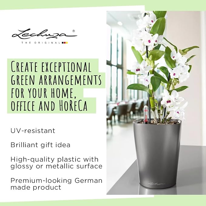 Lechuza DELTINI Shiny Taupe High Gloss, Self-Watering Small Indoor Planter - Image 5