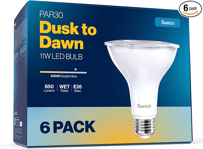Sunco 6 Pack LED PAR30 Dusk to Dawn Light Bulb by SuncoLighting