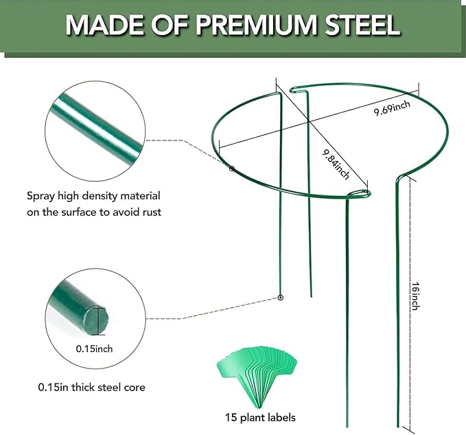 Joyhalo 12 Pack Plant Support Stakes, 16 Inch Plant Stakes - Image 3