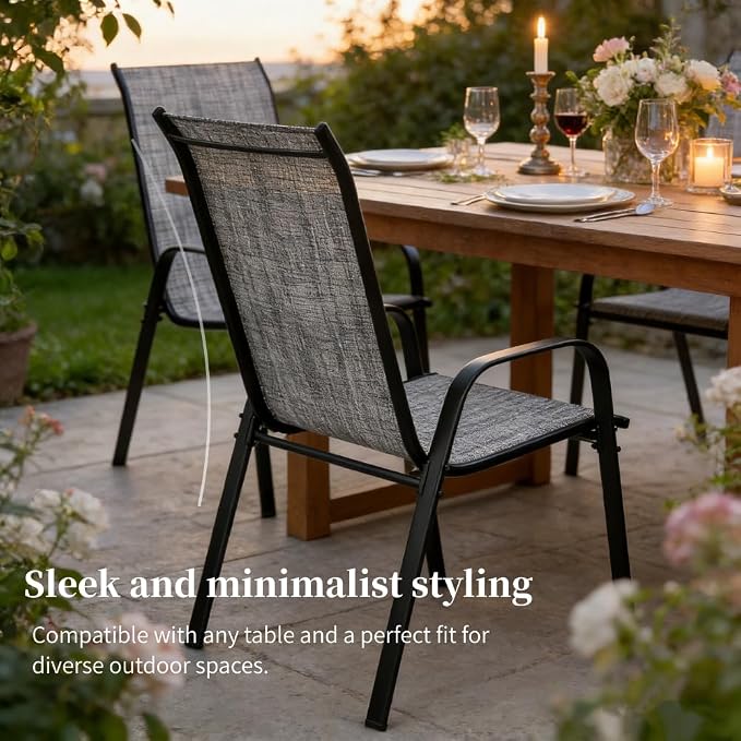 MAMIZO Patio Dining Chairs, Stackable All Weather Teslin Chair, Heavy Duty - Image 6