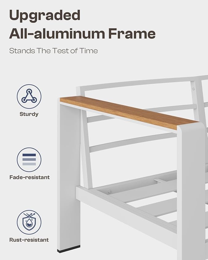 Aluminum Outdoor Patio Furniture, 3 Seats All-Weather Outdoor Patio Sofa - Image 5