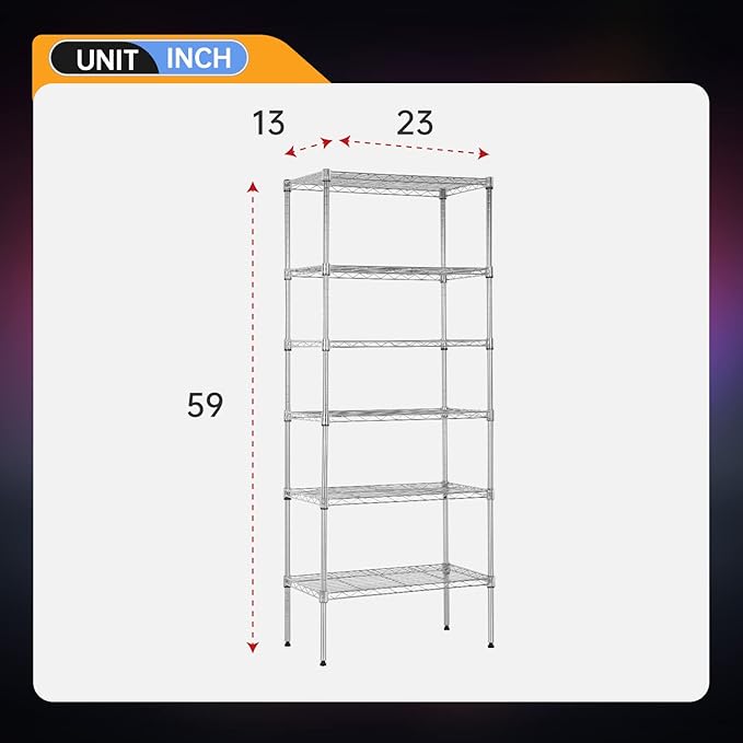 BestOffice Adjustable Wire Shelving Storage Shelves Heavy Duty Shelving Unit - Image 3