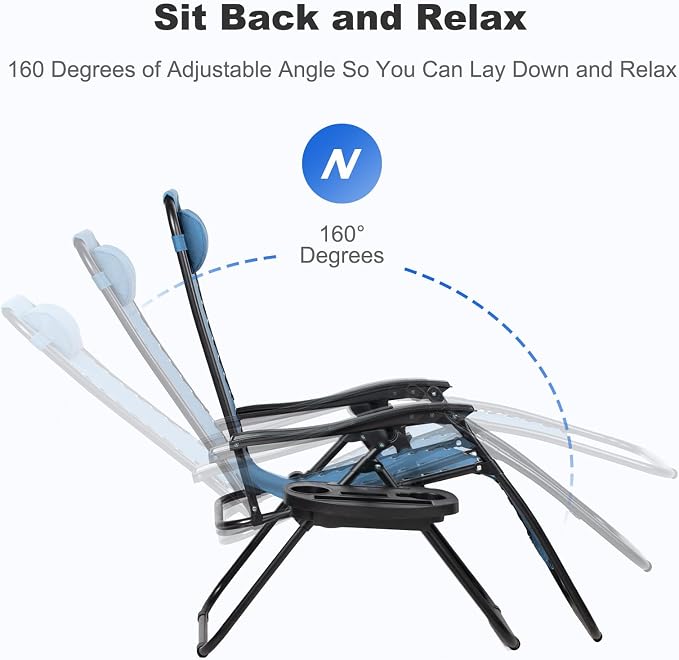 Nazhura Set of 2 Relaxing Recliners Patio Chairs Adjustable Steel Mesh Zero - Image 4
