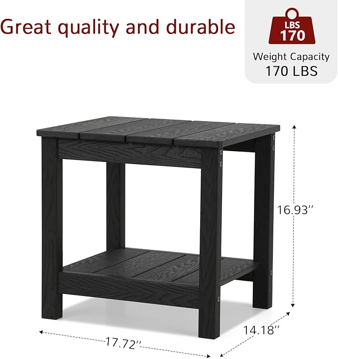 Stoog Outdoor Side Table with 2 Layer Storage, All-Weather Rectangular End Table - Image 2