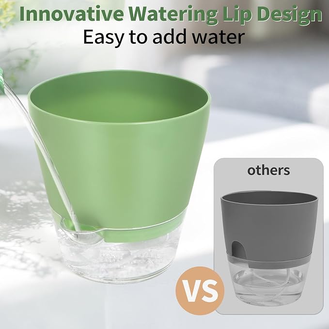 4 Pcs Self Watering Plant Pot, 6 inch Plant Pot - Image 4