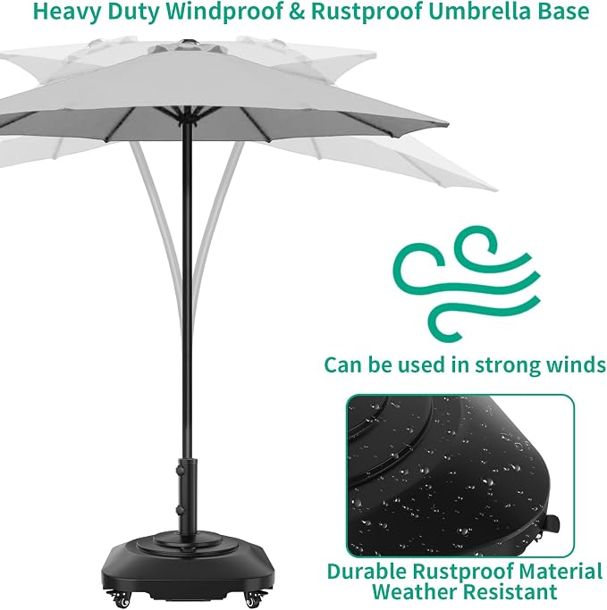 Umbrella Base with Wheels, Umbrella Stand Base Heavy Duty 100lb Windproof - Image 6