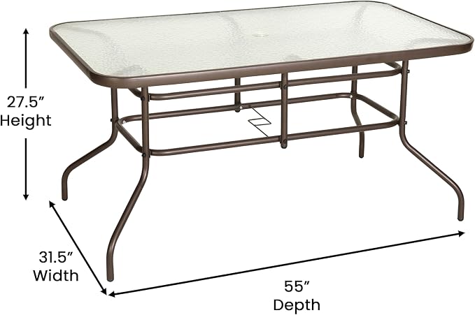 Flash Furniture Tory 31.5" x 55" Rectangular Tempered Glass Metal Table - Image 3