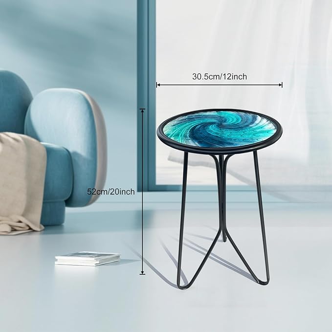 LIFFY Patio Side Table, Small Round End Table, Metal Side Table Outdoor - Image 3