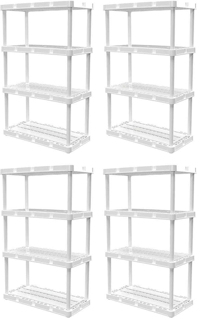 Gracious Living 4 Pack Light Duty Storage Shelves, Knect-A-Shelf 4-Shelf by GraciousLiving