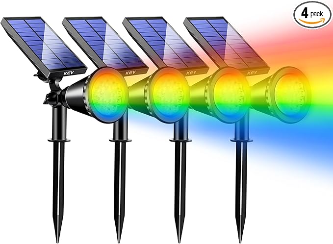 KEV Solar Spot Lights Outdoor, 18 LEDs Solar Flood Lights by KEV