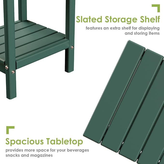GREENVINES Adirondack-Outdoor-Side-Table | Set of 2 | 14 x 13 Inches | HDPE - Image 5