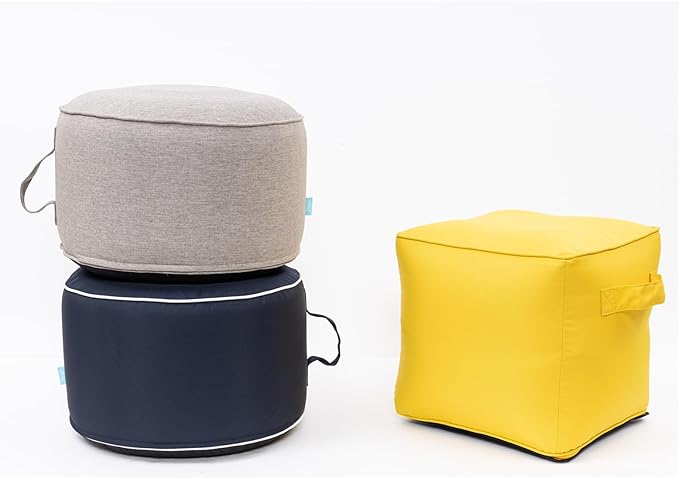 QILLOWAY Indoor/Outdoor Inflatable Stool, Round Ottoman, All Weather Foot Rest - Image 6