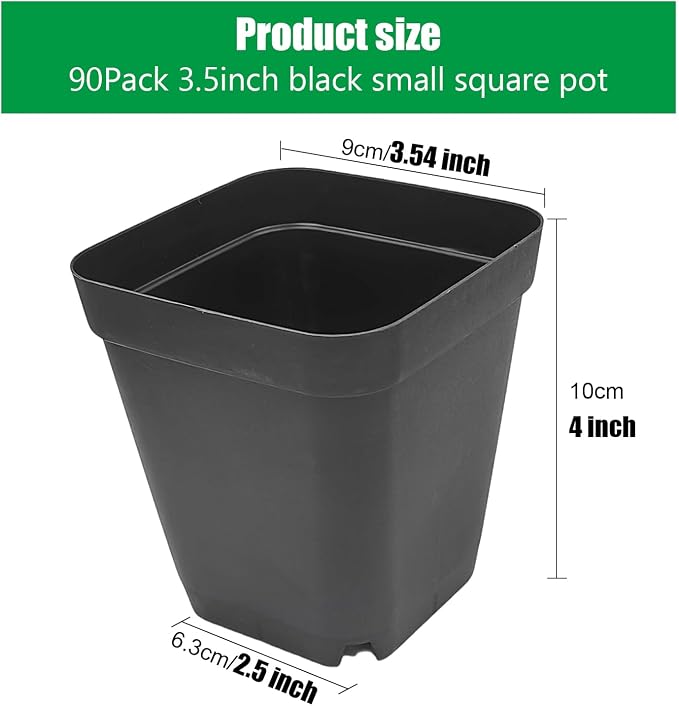 Square Nursery Pots 3.54Inches 90 Pcs Seedling Flower Post Plastic Thick Seed - Image 2