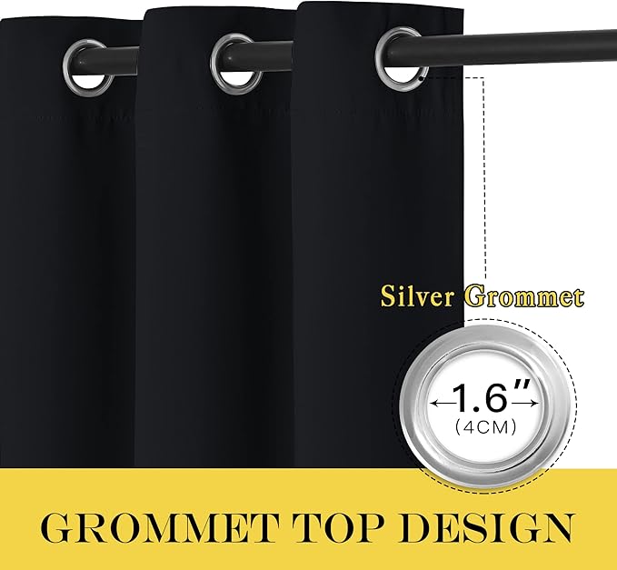 NICETOWN Black Out Curtain for Kitchen Over Sink, Grommet Thermal Curtain - Image 2