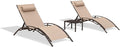 PURPLE LEAF Outdoor Oversized Chaise Lounge Chair Set of 3 Patio Pool Lounger by PURPLELEAF