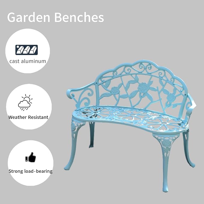 KAILI Garden Bench, Metal Aluminum Rose, Suitable - Image 4